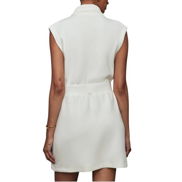 Varley Rosannah Zip Dress Egret Gold Zip Sporty Chic Athleisure Minimalist Sz M - Picture 2 of 9